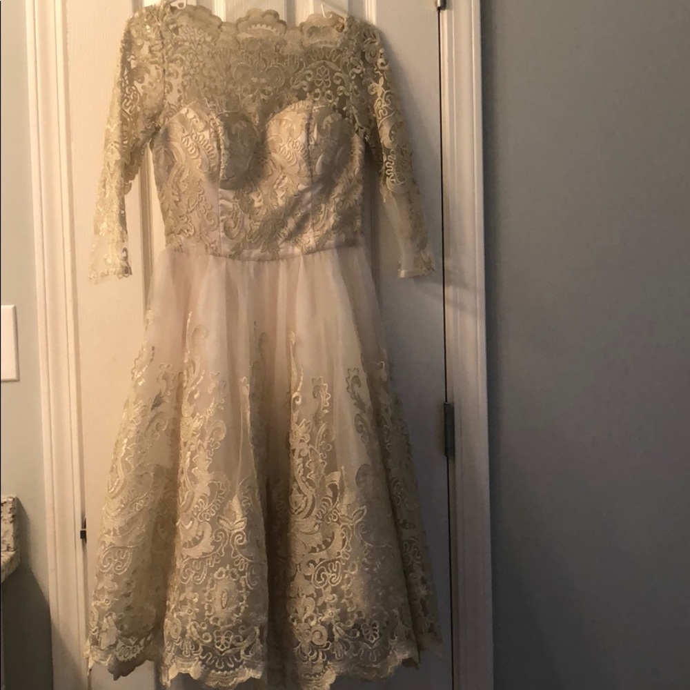 Stunning gold and ivory lace dress